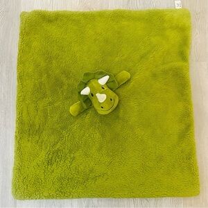Land of Dreams Security Blanket Green Dinosaur Triceratops Plush Lovey Baby Soft